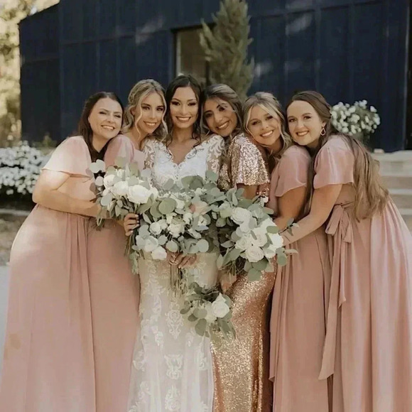 Revelry New Harper Chiffon Wrap Maxi Dress Pink Bridesmaid Wedding Plus Size - Picture 4 of 17